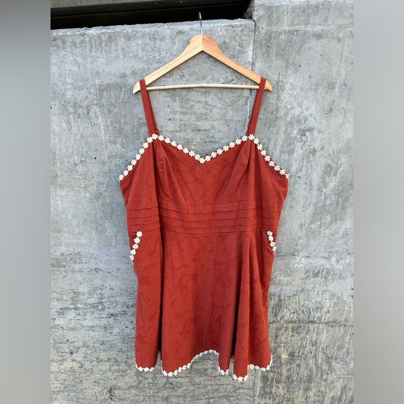 NWT Unique Vintage Retro Pinup Orange Daisy Mini Dress - Picture 1 of 6
